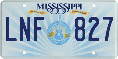 MS license plate LNF827