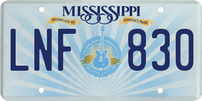 MS license plate LNF830