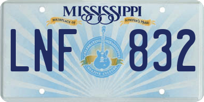MS license plate LNF832