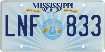 MS license plate LNF833