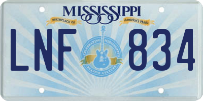 MS license plate LNF834