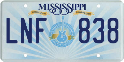 MS license plate LNF838