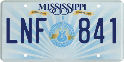MS license plate LNF841