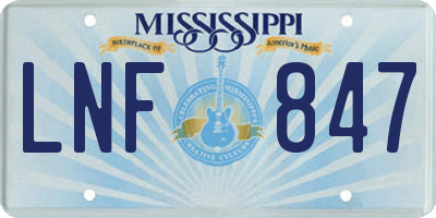 MS license plate LNF847