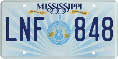 MS license plate LNF848