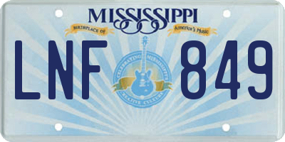 MS license plate LNF849