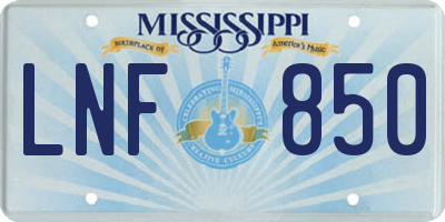 MS license plate LNF850