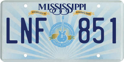 MS license plate LNF851