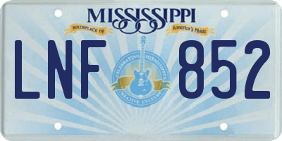 MS license plate LNF852