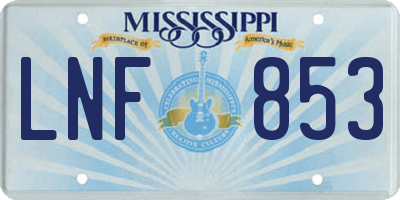MS license plate LNF853
