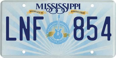 MS license plate LNF854