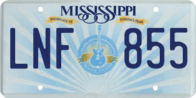 MS license plate LNF855