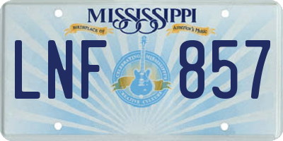 MS license plate LNF857
