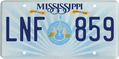 MS license plate LNF859