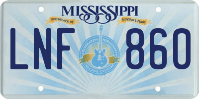 MS license plate LNF860