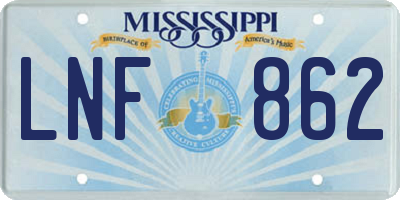 MS license plate LNF862