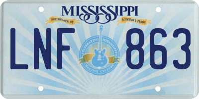 MS license plate LNF863