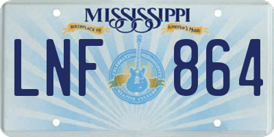 MS license plate LNF864