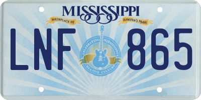 MS license plate LNF865