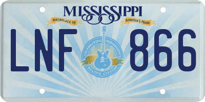 MS license plate LNF866