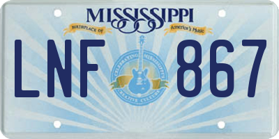 MS license plate LNF867
