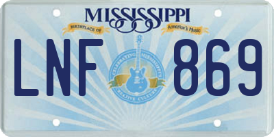 MS license plate LNF869
