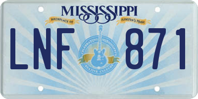 MS license plate LNF871