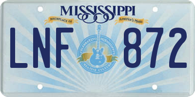MS license plate LNF872