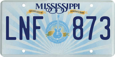 MS license plate LNF873