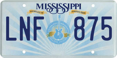 MS license plate LNF875