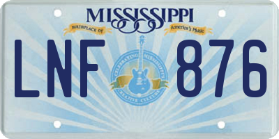 MS license plate LNF876