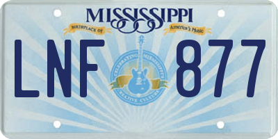 MS license plate LNF877