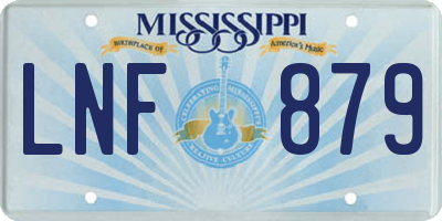 MS license plate LNF879