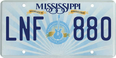 MS license plate LNF880