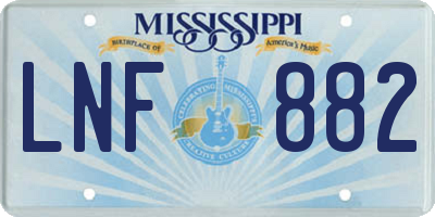 MS license plate LNF882