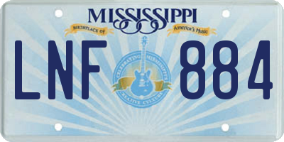 MS license plate LNF884