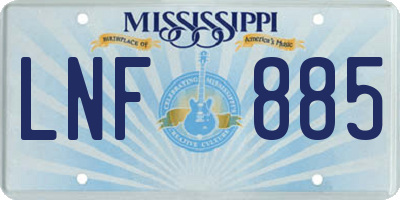 MS license plate LNF885