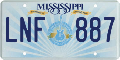 MS license plate LNF887