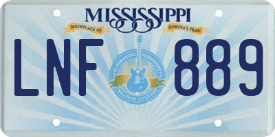 MS license plate LNF889