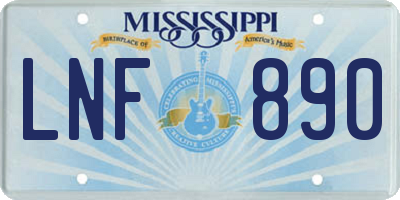 MS license plate LNF890