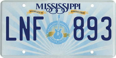 MS license plate LNF893