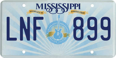 MS license plate LNF899