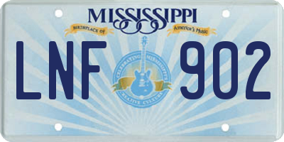 MS license plate LNF902