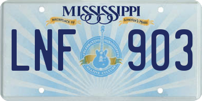 MS license plate LNF903