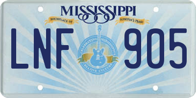 MS license plate LNF905