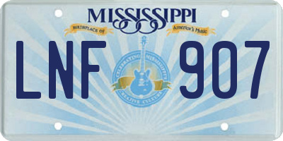 MS license plate LNF907
