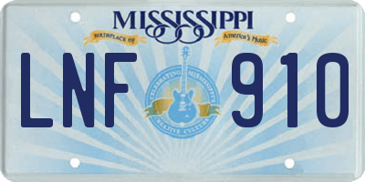 MS license plate LNF910