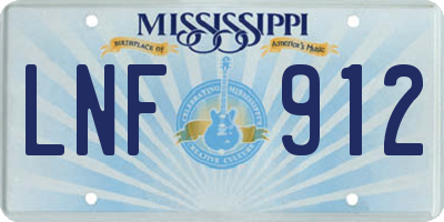 MS license plate LNF912