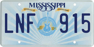 MS license plate LNF915