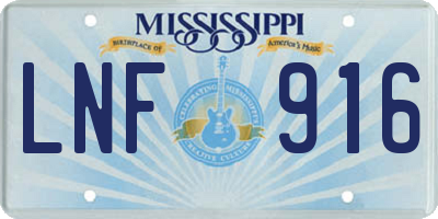 MS license plate LNF916